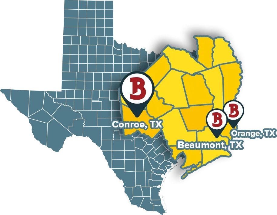Bill Clark Pest Control Beaumont, Texas Service Area Map