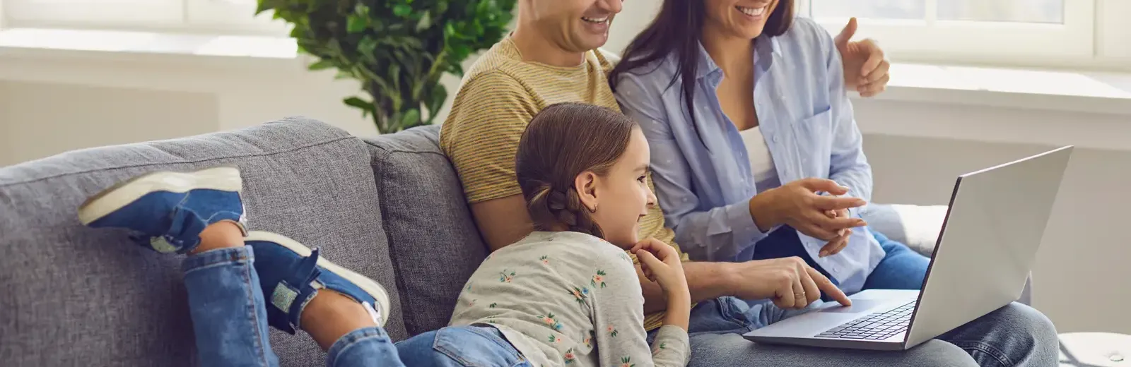 family on couch