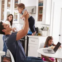 family in kitchen