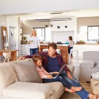 family in living room