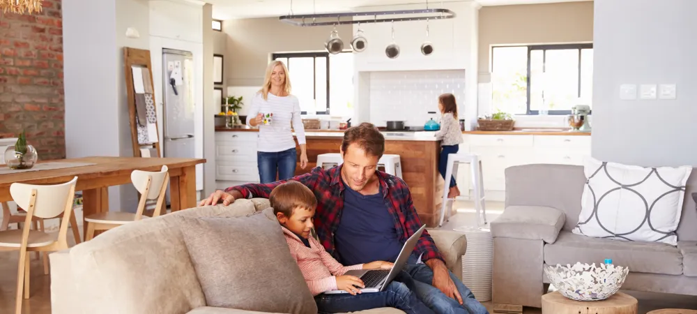 family in living room