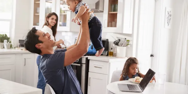 family in kitchen